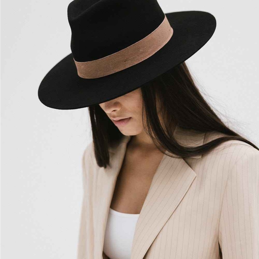 GIGI PIP MILLER FEDORA HAT Elegant Black and Tan Women's Hat